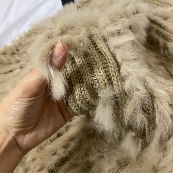 Alberto Makali Beige Rabbit Fur Knit Cardigan - Picture 9 of 12